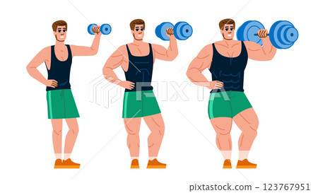 workout muscle building man vector workout muscle building man vector 123767951
