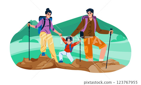 trails parents hiking mountains vector 123767955