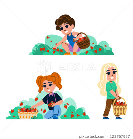 s picking strawberries kid vector s picking strawberries kid vector 123767957