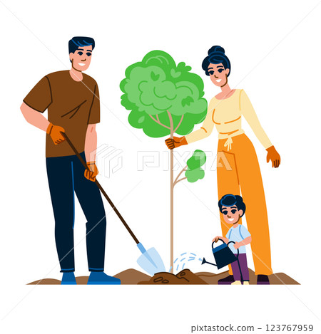 environment planting tree family vector 123767959