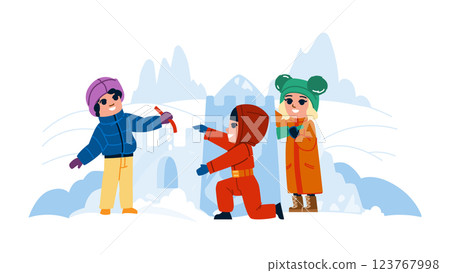 play snow fort kid vector 123767998