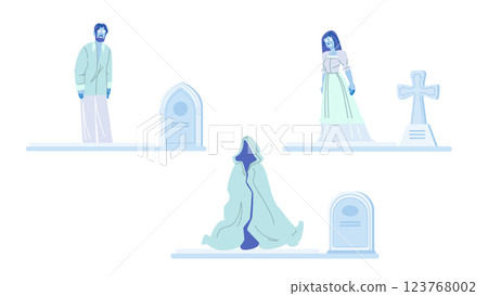 supernatural spirit cemetery ghost vector supernatural spirit cemetery ghost vector 123768002