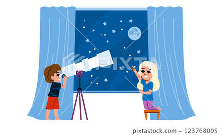 planets stargazing kid vector planets stargazing kid vector 123768005