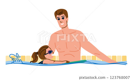 water teaching kid swim pool vector water teaching kid swim pool vector 123768007