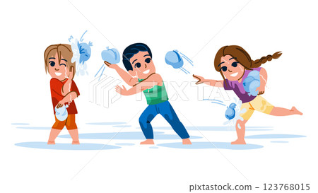 splash water balloon fight vector 123768015