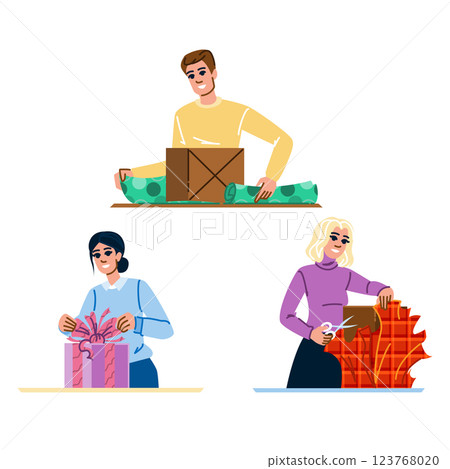tape wrapping gifts vector 123768020