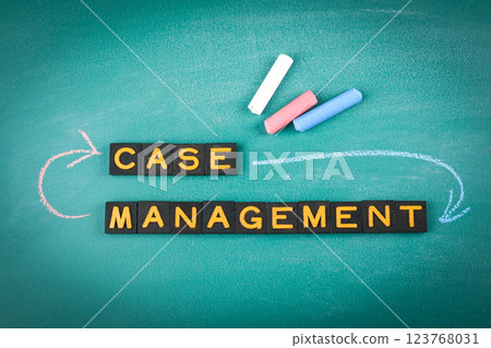 Case Management Concept with Chalkboard and Letter Tiles 123768031