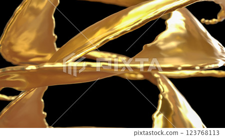 The Gold splash on Black Background for Abstract concept 3d Rendering. The Gold splash on Black Background for Abstract concept 3d Rendering. 123768113