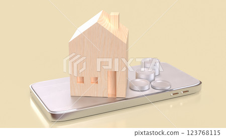 The House on mobile for property or real estate  concept 3d Rendering. 123768115