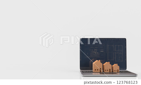 The Notebook and Wood House for Business concept 3d Rendering. 123768123