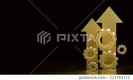 The Gold Arrow and Gear for Business concept 3d Rendering. The Gold Arrow and Gear for Business concept 3d Rendering. 123768151