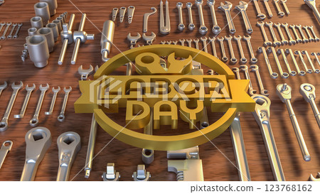 The Labor Day and tool for Holiday concept 3d Rendering. The Labor Day and tool for Holiday concept 3d Rendering. 123768162