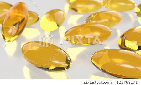 The Yellow pill for Fish oil or Heathy concept 3d Rendering. 123768171