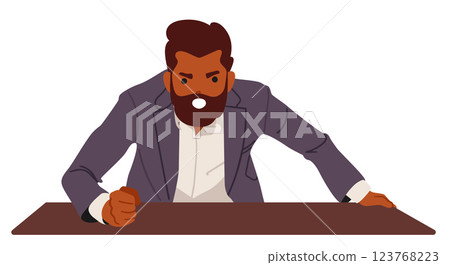 Businessman cartoon character proving opinion, showcasing confrontation, fighting with rudeness Businessman cartoon character proving opinion, showcasing confrontation, fighting with rudeness 123768223