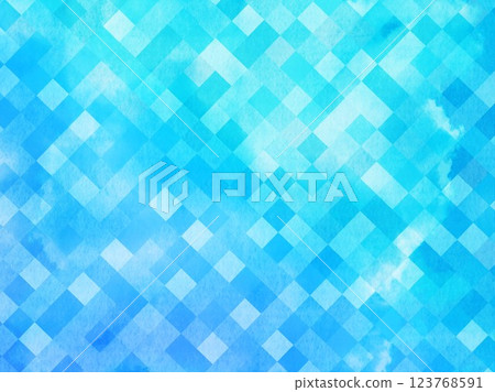 Blue background with diagonal checkered pattern 123768591