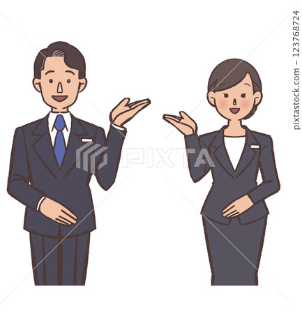 Men and women in suits to guide 123768724