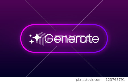 Generate AI button. Artificial intelligence and Machine learning technology concept. Chat with AI. Future technology. Vector illustration. 123768791
