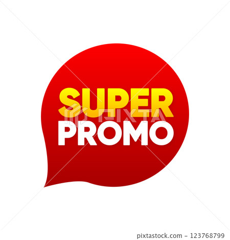 Super Promo. Label for business brand. Badge suitable for promotion product. Vector illustration. 123768799