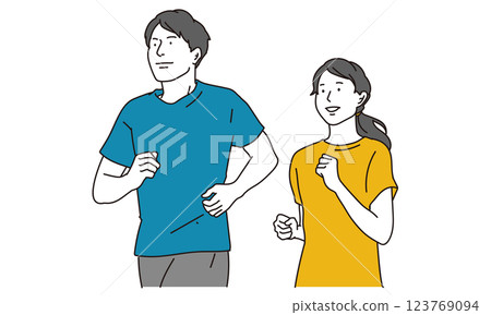 男女清爽慢跑的插畫素材 男女清爽慢跑的插畫素材 123769094