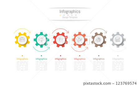 Infographic 6 options design elements for your business data. Vector Illustration. 123769574