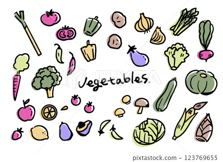 Hand-drawn vegetable illustration set 02 123769655