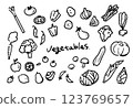 Hand-drawn vegetable illustration set line drawing 123769657
