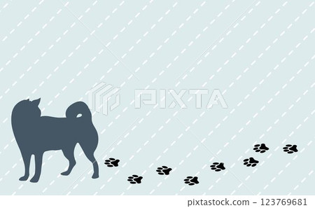 Silhouette of a dog walking and leaving footprints Silhouette of a dog walking and leaving footprints 123769681