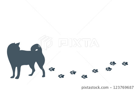 Silhouette of a dog walking and leaving footprints Silhouette of a dog walking and leaving footprints 123769687