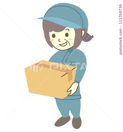 Senior female worker holding cardboard Senior female worker holding cardboard 123769736