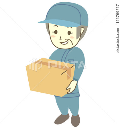 Senior male worker holding cardboard 123769737