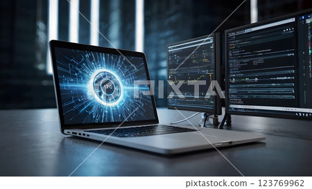 Concept of improved security through system update, shield icon with progress bar Concept of improved security through system update, shield icon with progress bar 123769962