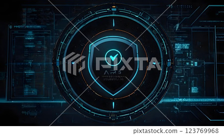 Concept of improved security through system update, shield icon with progress bar 123769968