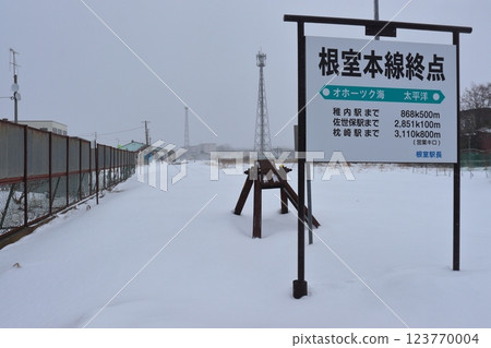 The tip of Nemuro Station, the easternmost manned station in Japan in mid-winter 123770004