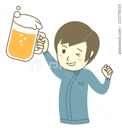 Male worker holding a beer 123770033