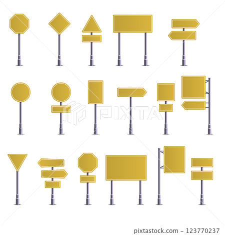 Road Sign Mockup Set For Your Design Vector 123770237