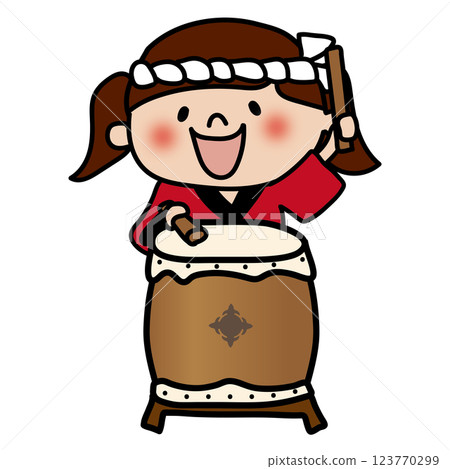 節慶打鼓的孩子(女孩 3 歲) 節慶打鼓的孩子(女孩 3 歲) 123770299