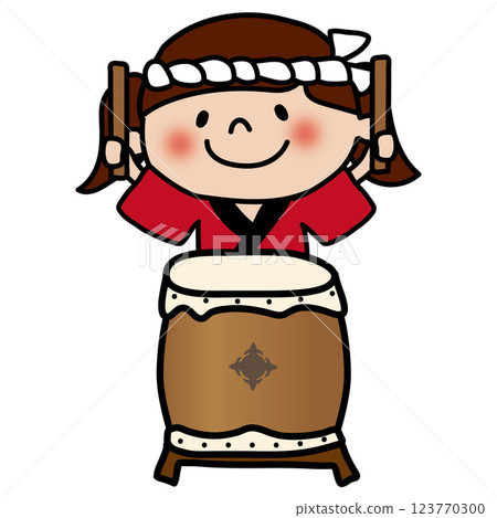 Child playing drums at a festival (girl 4) 123770300