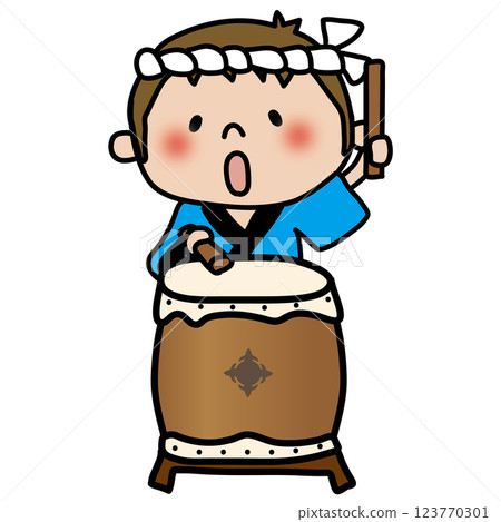 Child playing drums at a festival (boy 1) 123770301