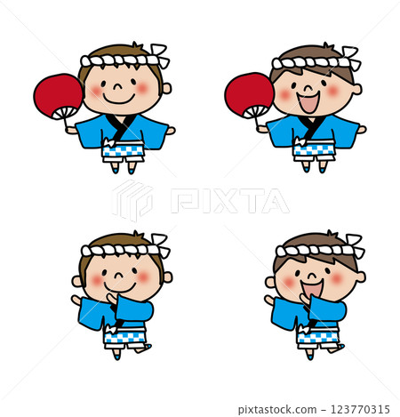 一組在節慶期間穿著法被的男孩 123770315