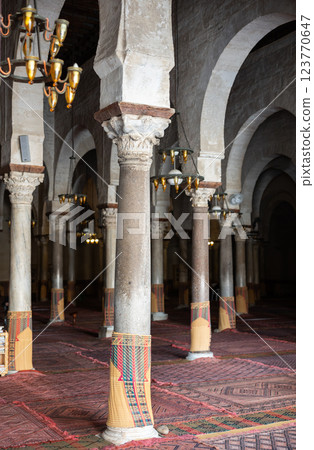 Interior of Great Mosque of Kairouan, Tunisia Interior of Great Mosque of Kairouan, Tunisia 123770647