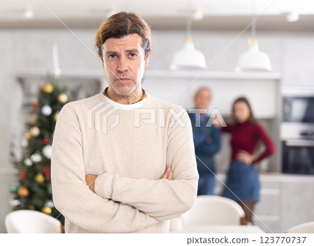 Man and girl quarrel with older man Man and girl quarrel with older man 123770737