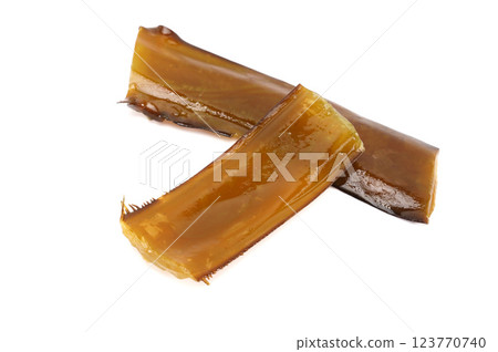 Fresh stem Kelp wakame isolated on white background. Japanese food. 123770740