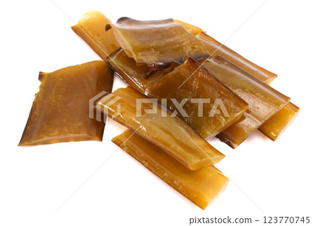 Fresh stem Kelp wakame isolated on white background. Japanese food. Fresh stem Kelp wakame isolated on white background. Japanese food. 123770745