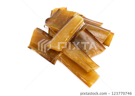 Fresh stem Kelp wakame isolated on white background. Japanese food. 123770746