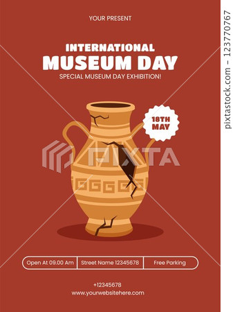 International Museum Day Vector Template for Social Media Flyer Illustration 123770767