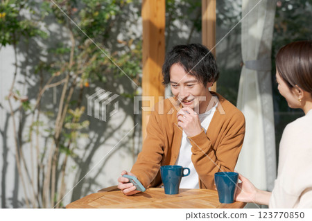 A couple to relax on the terrace A couple to relax on the terrace 123770850