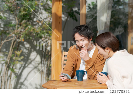 A couple to relax on the terrace A couple to relax on the terrace 123770851
