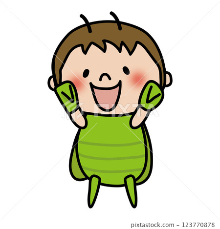 扮成螳螂的兒童(男孩)1 扮成螳螂的兒童(男孩)1 123770878