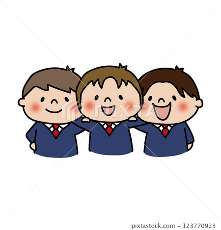 男孩們穿著西裝外套，互相摟著 123770923