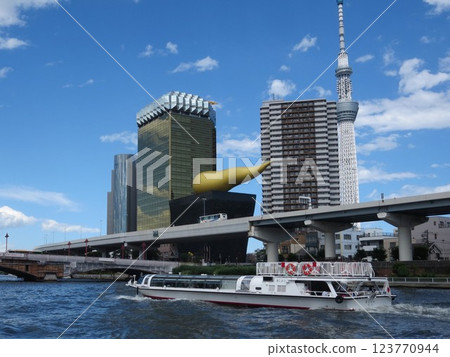 朝日啤酒總部 東京晴空塔 隅田川 吾妻橋 水上巴士 朝日啤酒總部 東京晴空塔 隅田川 吾妻橋 水上巴士 123770944